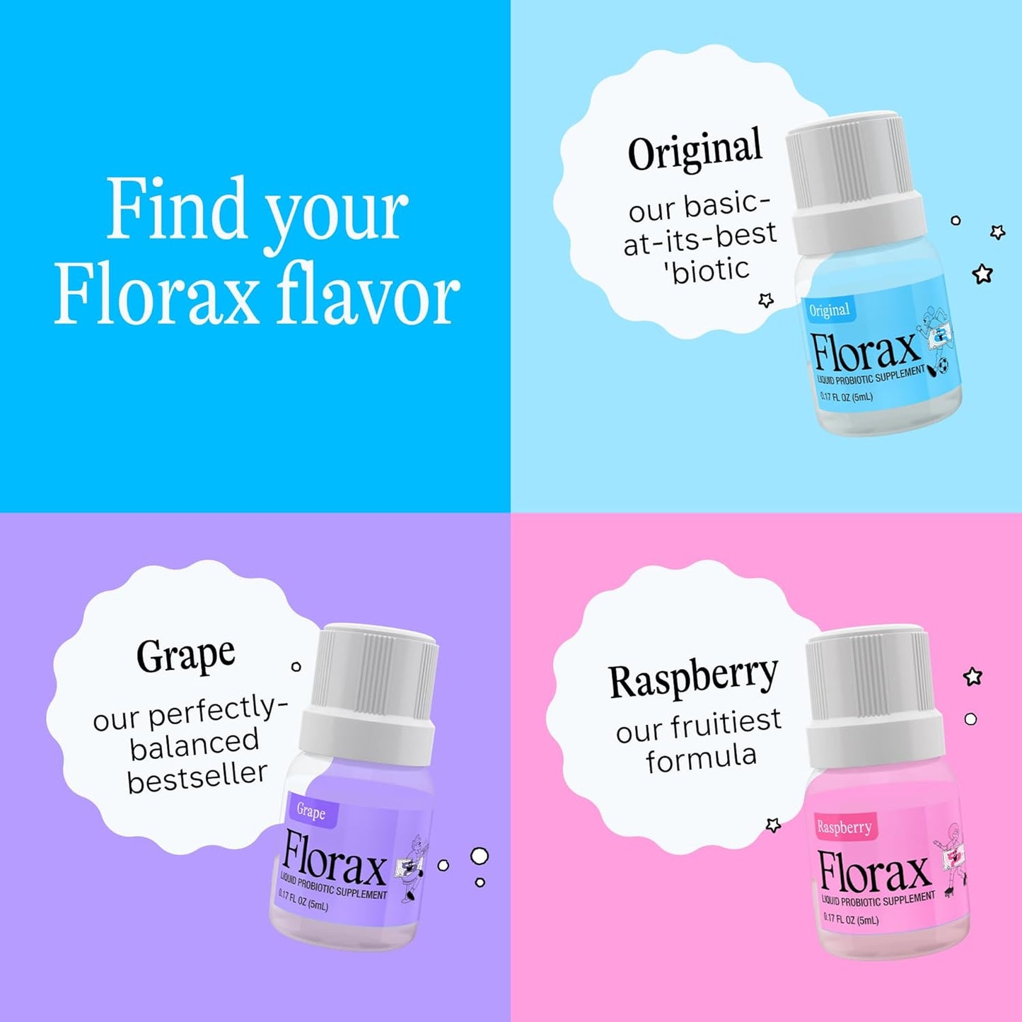 Florax Liquid Probiotic Supplement Bundle - Convenient Gut Support for Women, Men, and Children - Variety Pack of 3 Boxes