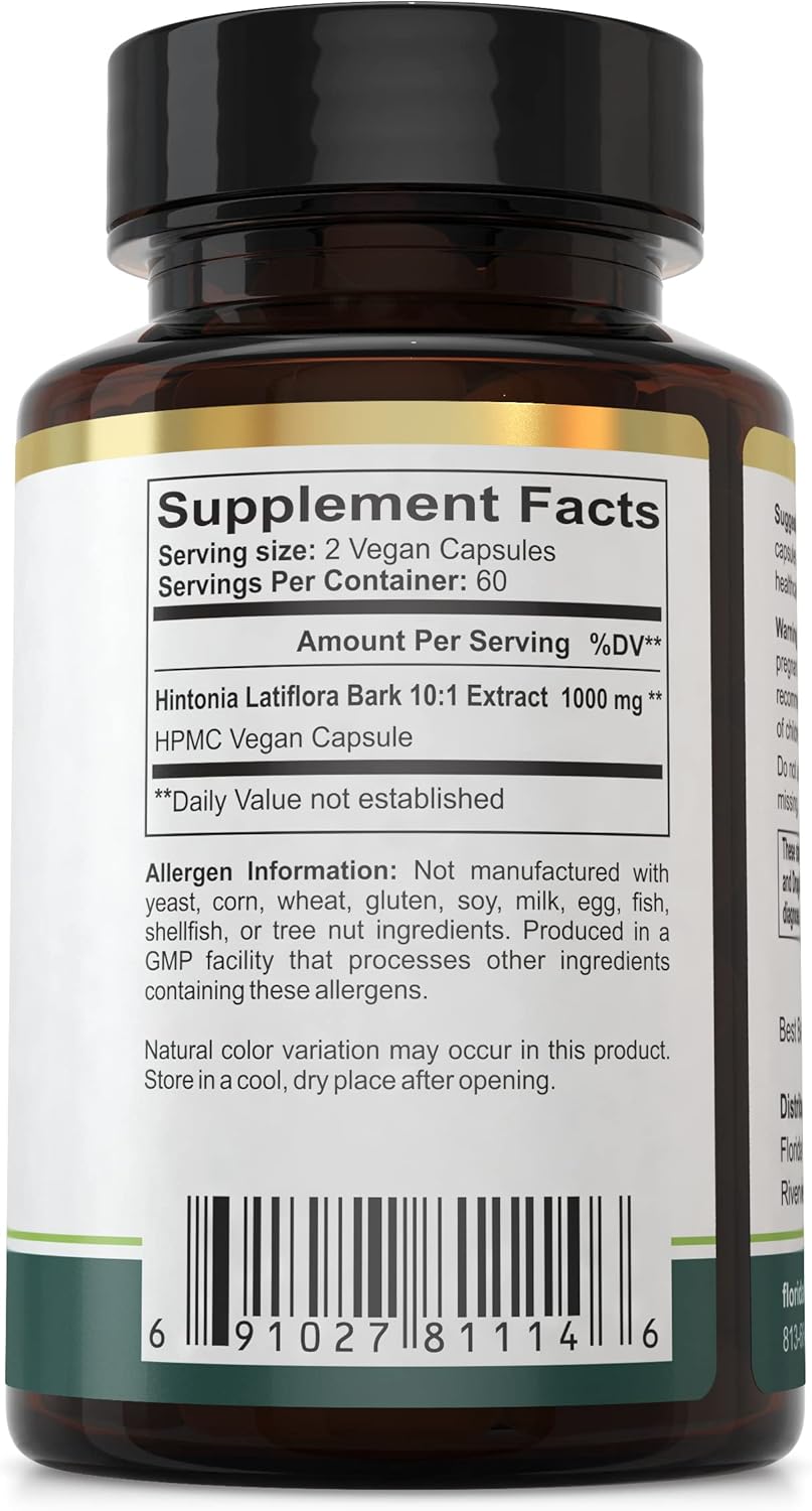 Florida Herbal Pharmacy Hintonia Latiflora Extract Capsules 10:1 - 120 Capsules Pack - Natural Blood Sugar Support