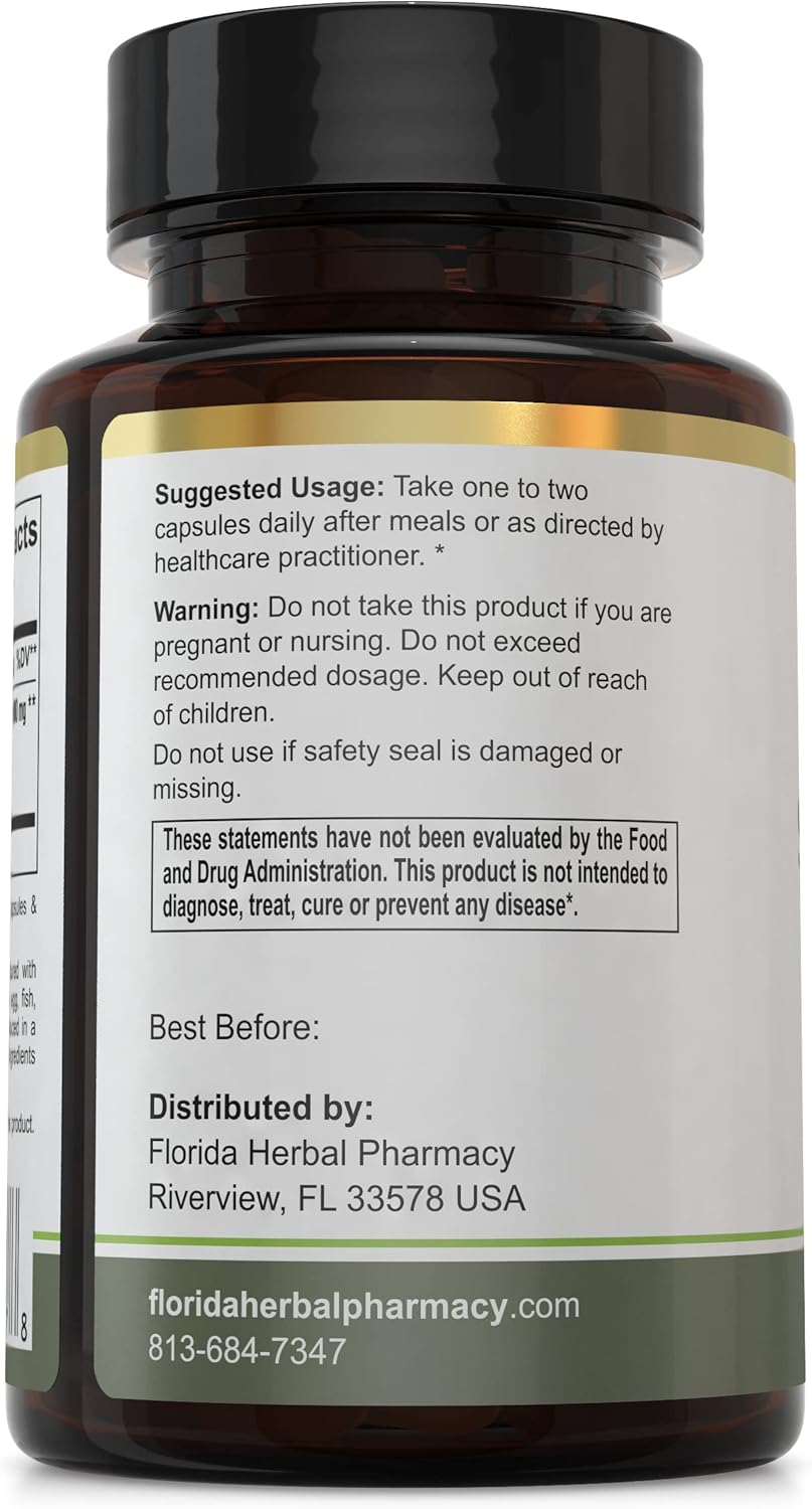 Florida Herbal Pharmacy Solomon's Seal Extract Capsules - 10:1 Concentration (120 Capsules, 500mg Each) - Powerful 1000mg Serving Size