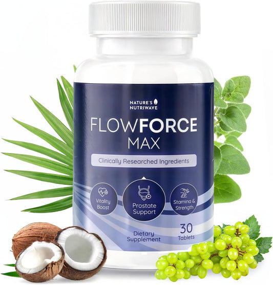 FlowForceMax Herbal Prostate Health Supplements for Men - Saw Palmetto Supplement for Prostate Support - 30 Tablets