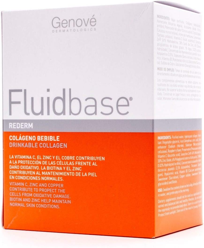 Fluidbase® Rederm Drinkable Collagen - 20 Sachets of 25 ml for Skin Health and Hydration