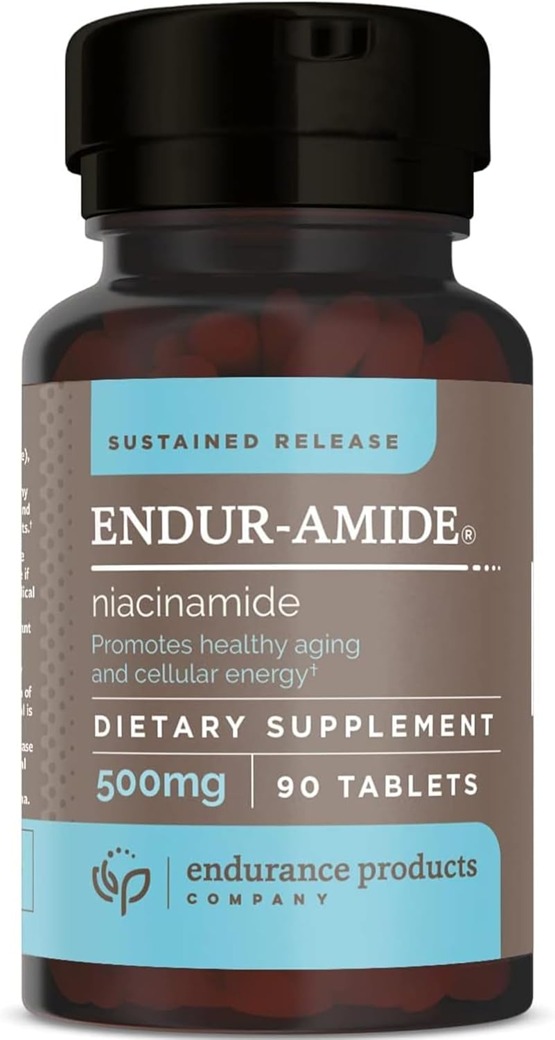 Flush-Free Endur-Amide NAD+ Niacinamide Vitamin B3 Supplements for Energy, Men & Women, 500mg, 90 Tablets, Optimal Absorption