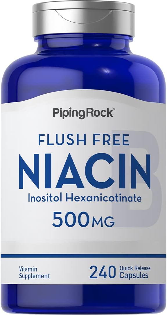 Flush Free Niacin 500mg Supplement - 240 Capsules, Vitamin B3, Non-GMO, Gluten Free