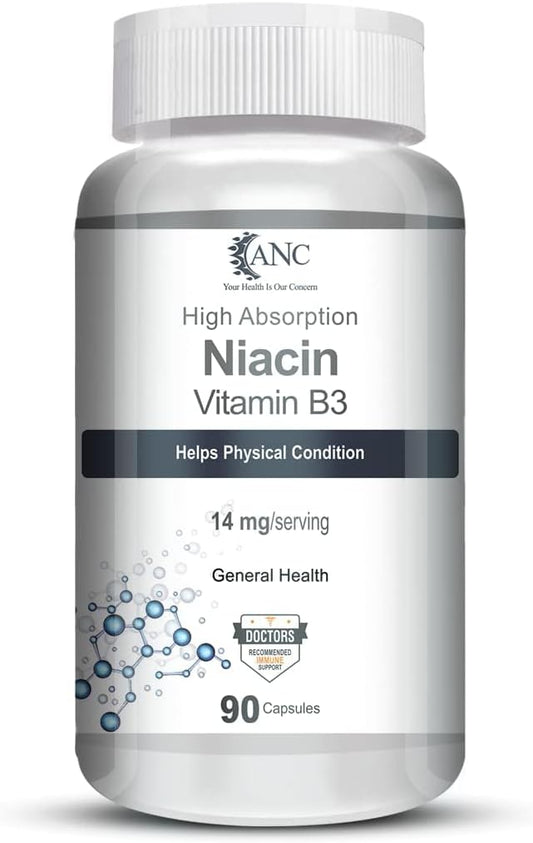 Flush-Free Niacin Vitamin B3 Capsules - Non-GMO & Gluten Free - 90 Capsules