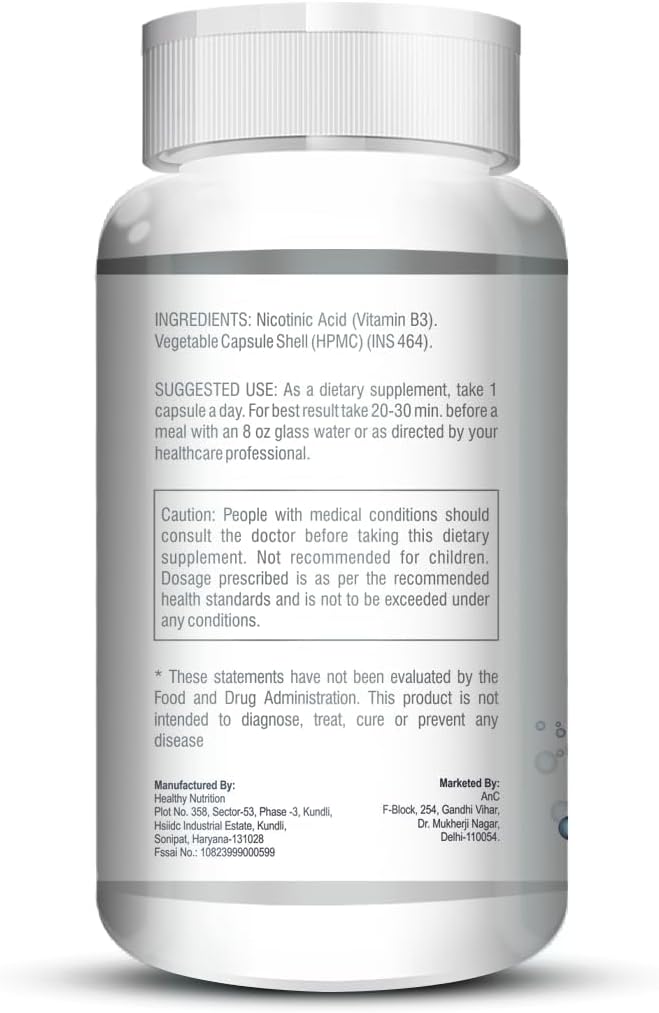 Flush-Free Niacin Vitamin B3 Capsules - Non-GMO & Gluten Free - 90 Capsules