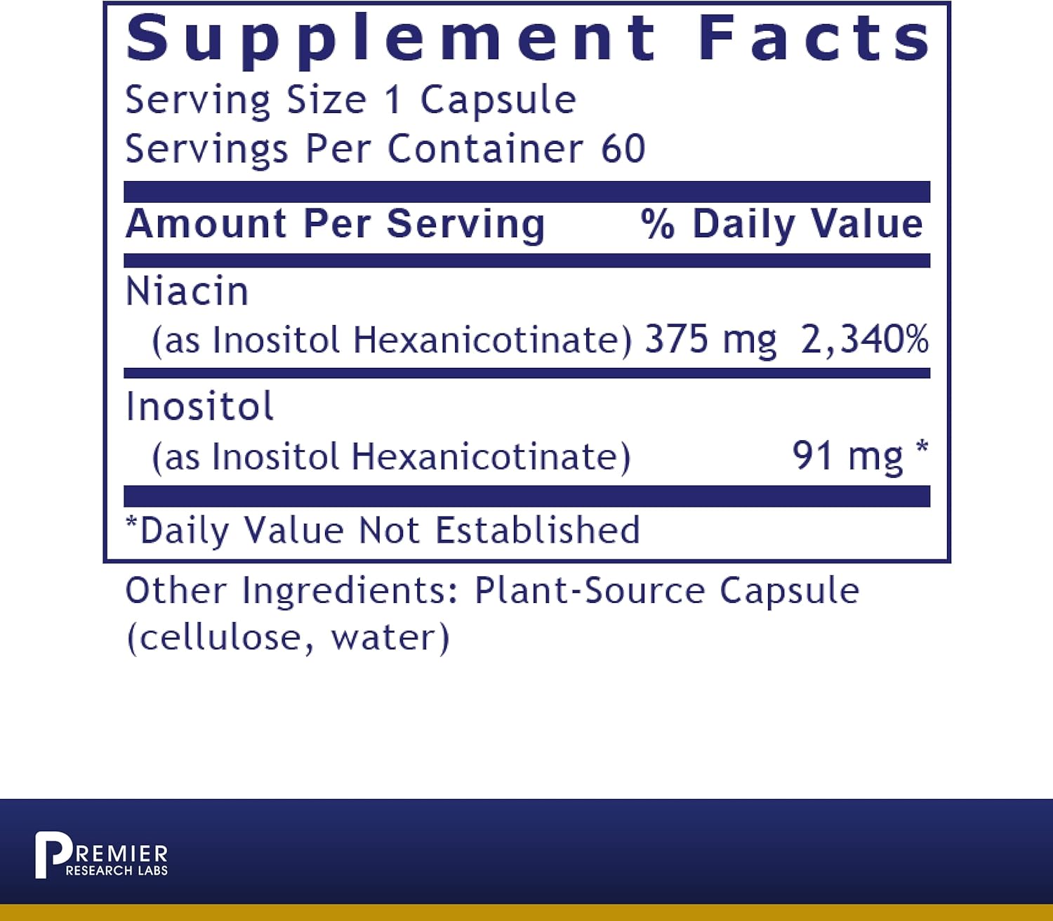 Flush-Free Niacin with Inositol Hexanicotinate - Blood Circulation Support - 60 Vegetarian Capsules