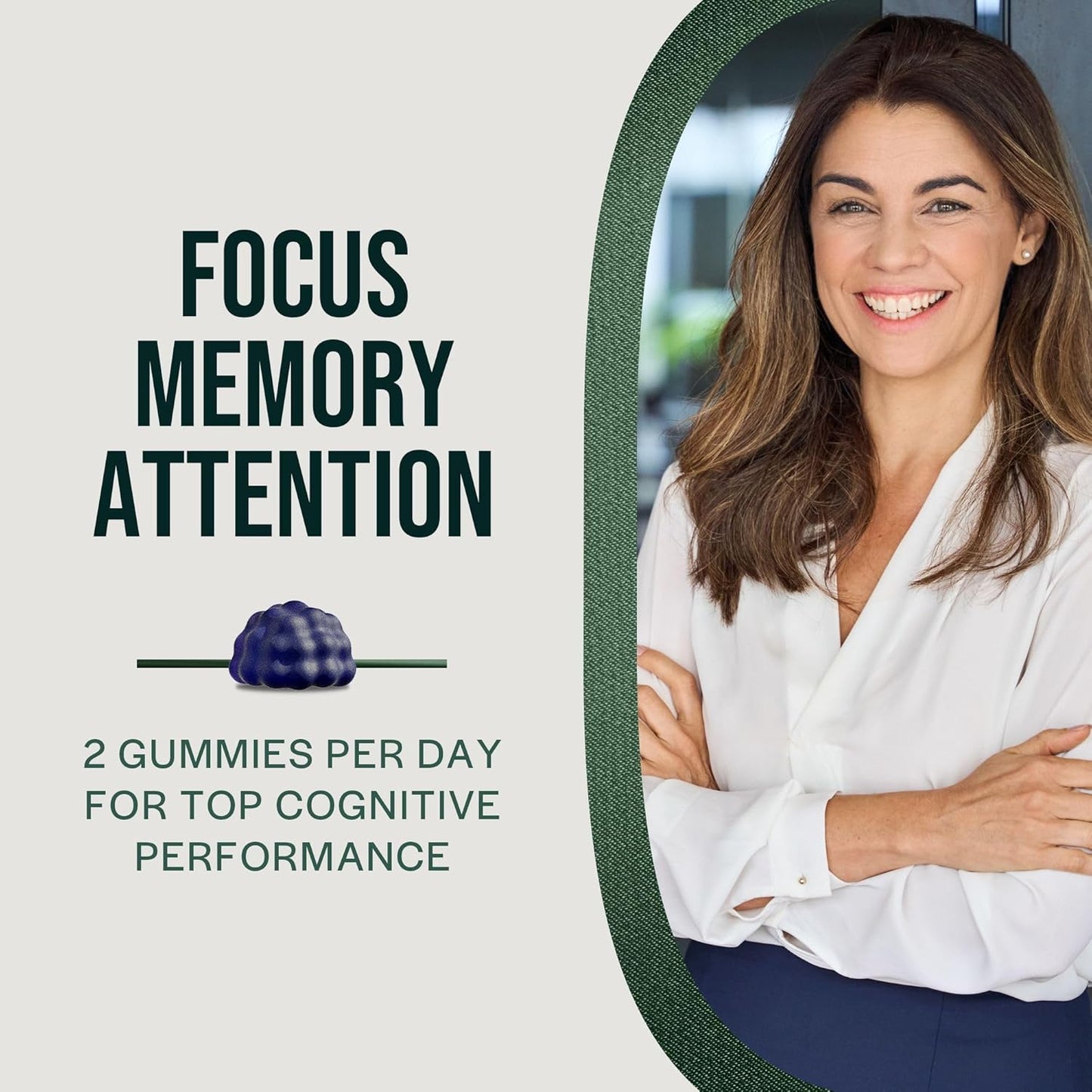 Focus & Memory Nootropic Gummies for Adults - Lion’s Mane, L-Theanine, Phosphatidylserine, Spirulina, Vitamins B6 & B12 - 60 Gummies