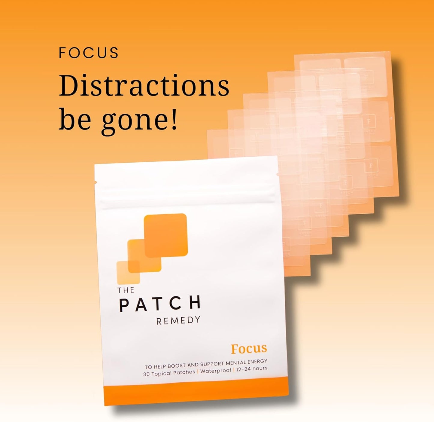 Focus Patch Remedy: Topical Patches with Ginkgo Biloba, Bacopa Monnieri, & More - 30 Patches for Adults & Kids