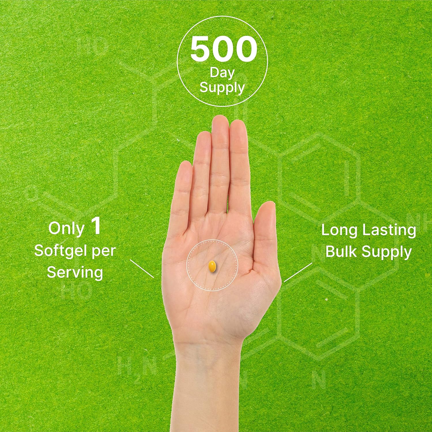 Folic Acid 1000 mcg with Coconut Oil Softgels for Prenatal Vitamins - 500 Capsules, Non-GMO, Gluten-Free, Easy to Swallow