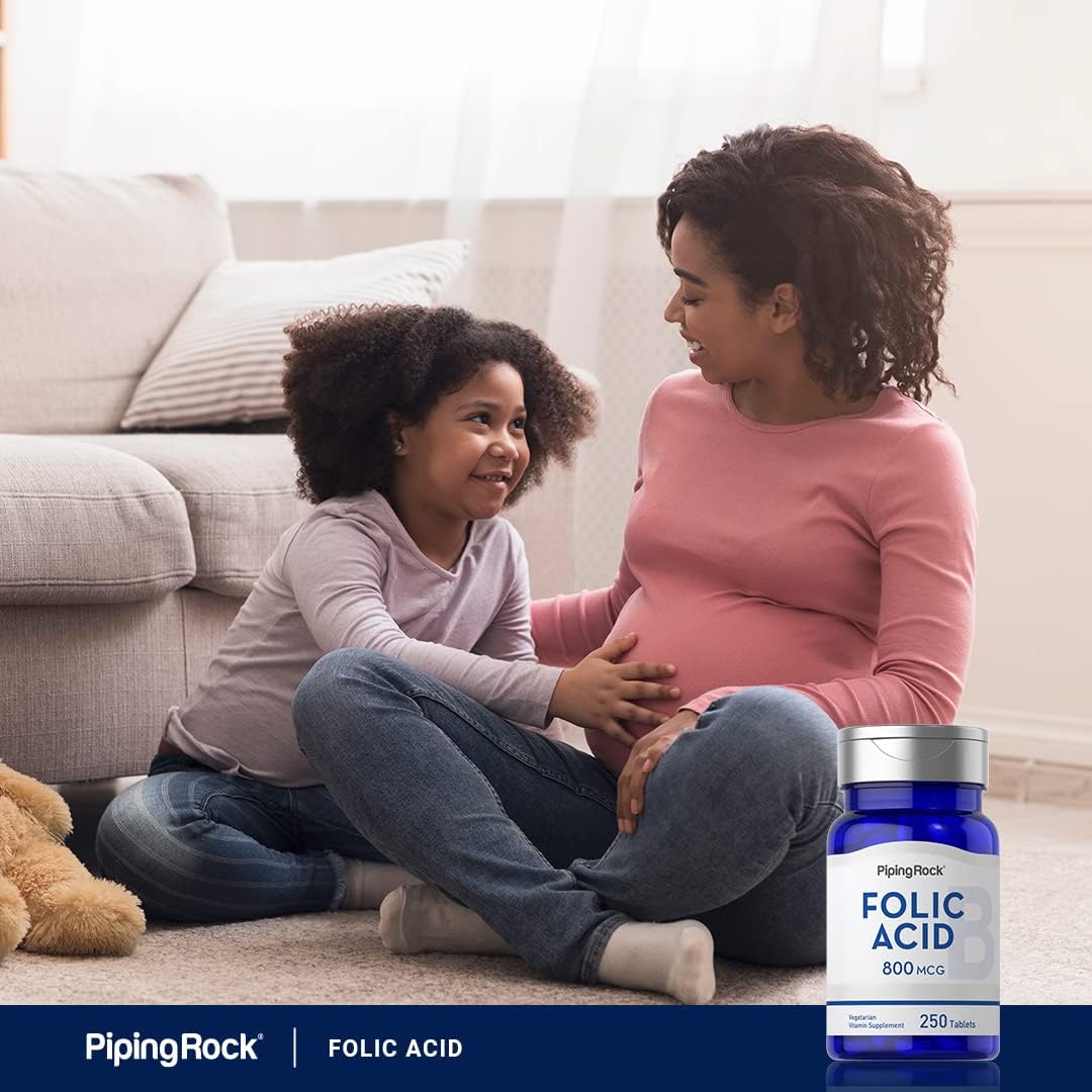 Folic Acid 800 mcg Supplement 250 Tablets Capsules Vegetarian Non-GMO Gluten Free