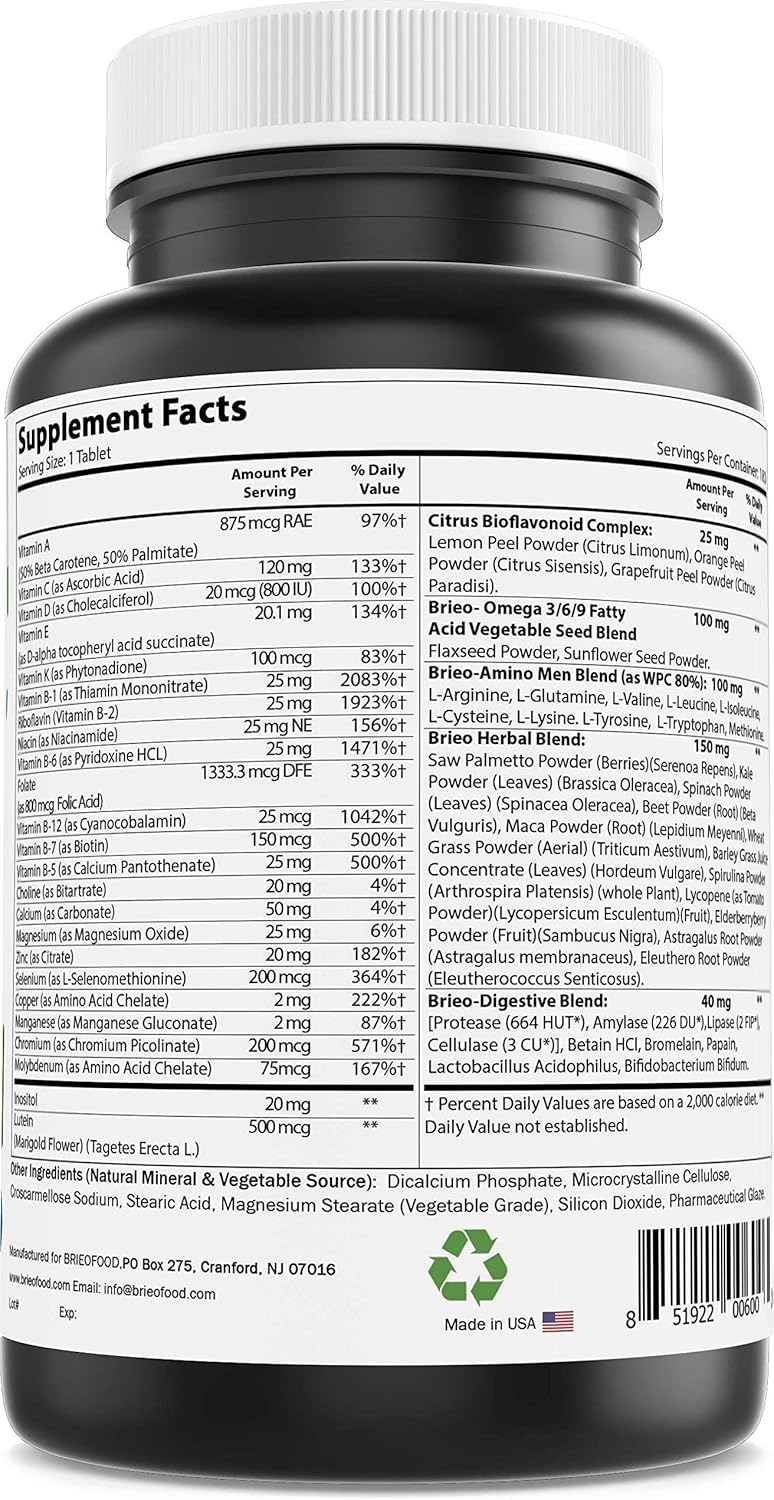 Food-Based Men's Multi Supplement with Omegas - Brieofood BRIOFOOD 180 Tablets