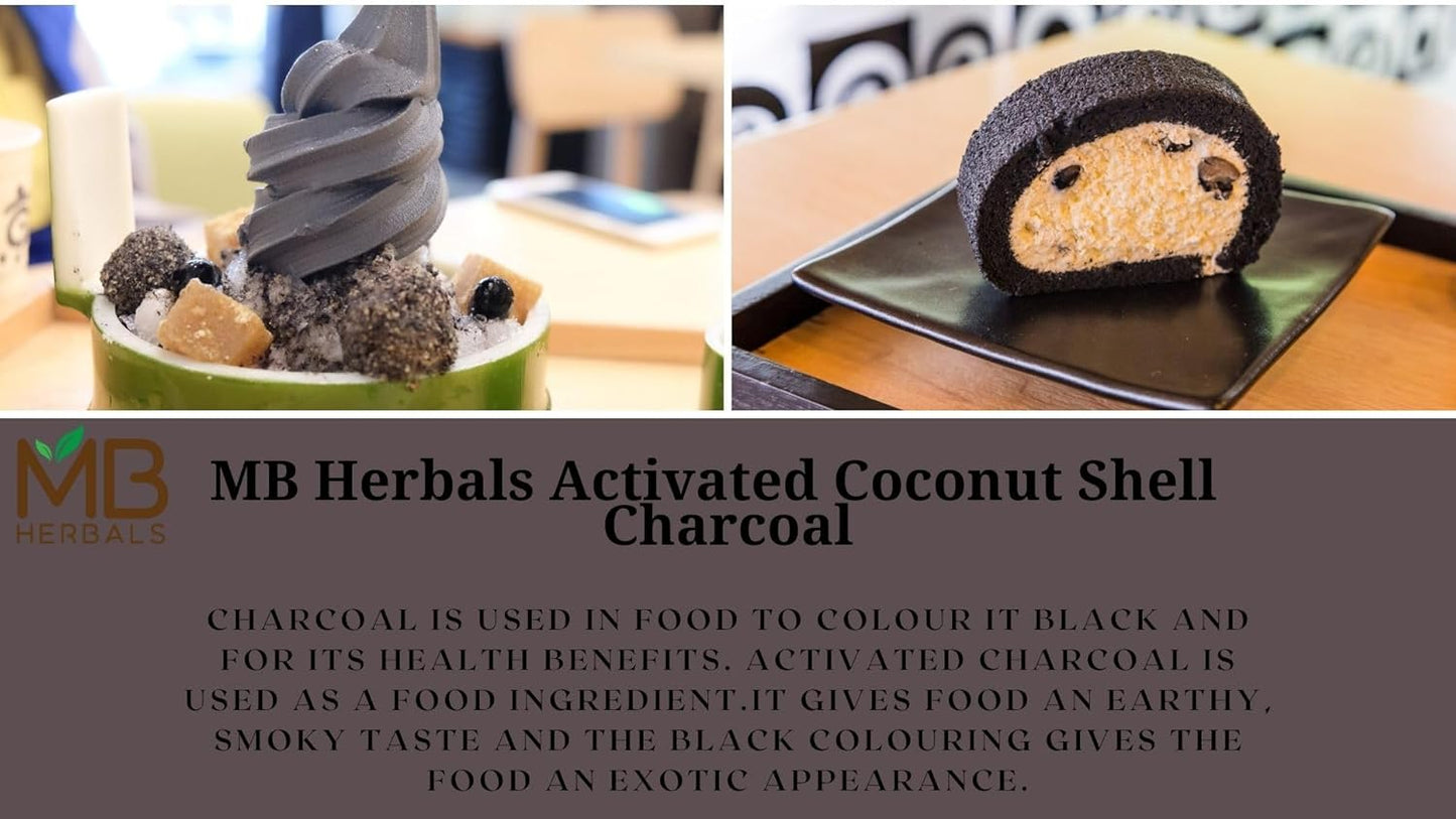 Food Grade Coconut Charcoal Powder for Detox, Face Packs, Masks, Soap Making, Toothpowder - 3.5 oz (100g) by MB Herbals