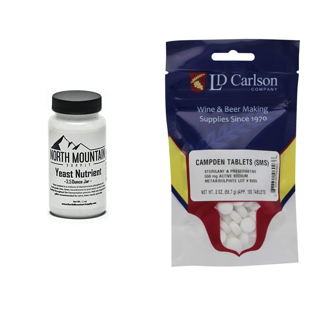 Food Grade Yeast Nutrient & Campden Tablets Combo Pack - 3.5oz Jar & 2oz (100 Tablets) - North Mountain Supply