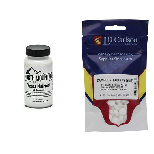 Food Grade Yeast Nutrient & Campden Tablets Combo Pack - 3.5oz Jar & 2oz (100 Tablets) - North Mountain Supply