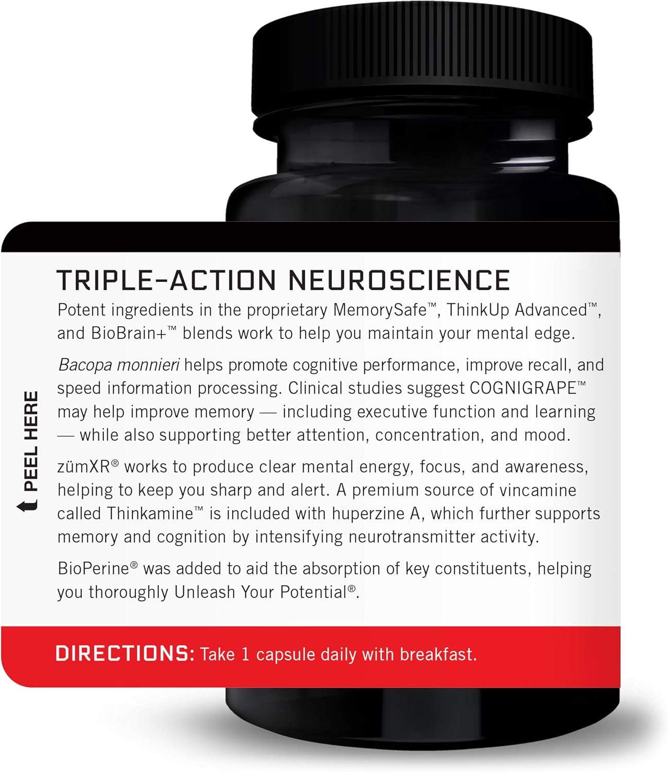 FORCE FACTOR Forebrain Nootropic Brain Supplement 2-Pack - Memory, Focus, Energy - Caffeine, Bacopa, Huperzine A - 60 Capsules