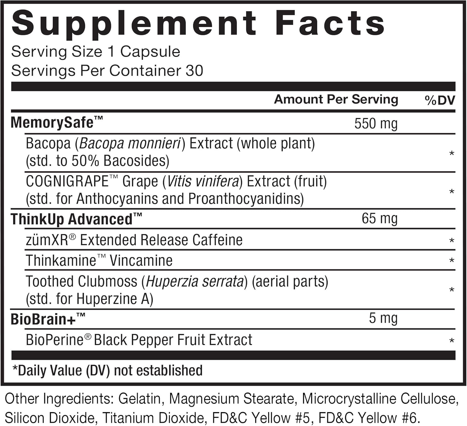 FORCE FACTOR Forebrain Nootropic Brain Supplement 2-Pack - Memory, Focus, Energy - Caffeine, Bacopa, Huperzine A - 60 Capsules