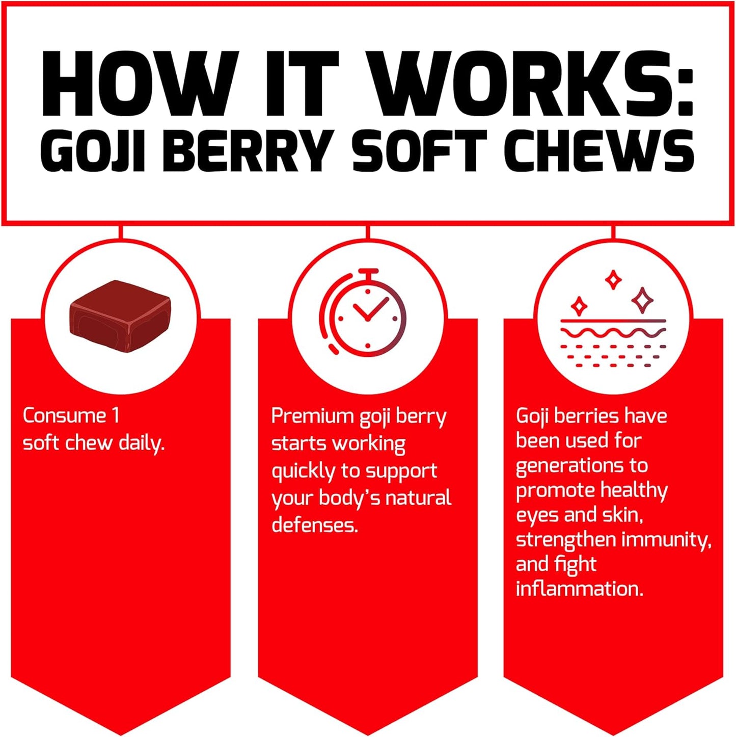FORCE FACTOR Goji Berry Soft Chews: Superfood Antioxidant Supplement for Healthy Eyes, Skin, Immune Health, and Inflammation - Non-GMO, Gluten-Free, Vegan - 30 Chews