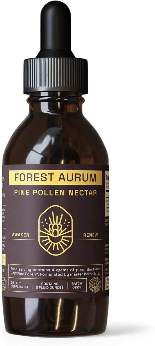 Forest Aurum Pine Pollen Nectar Tincture - 2:1 Dual-Stage Extract - Pure Pine Pollen Tincture - 2 oz Bottle