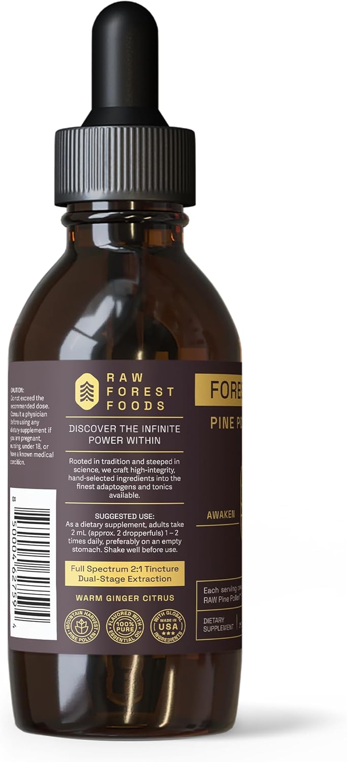 Forest Aurum Pine Pollen Nectar Tincture - 2:1 Dual-Stage Extract - Pure Pine Pollen Tincture - 2 oz Bottle