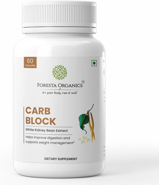 Foresta Organics White Kidney Bean Extract Carb Blocker Supplement - 60 Count Pack - Carbohydrate Blocker for Weight Loss