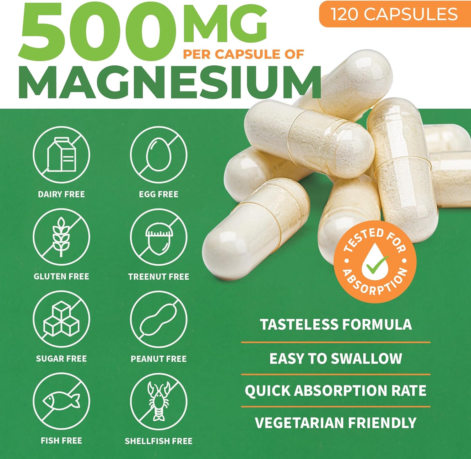 ForestLeaf Magnesium Complex 500mg Capsules for Sleep and Constipation Support - 120 Count Magnesium Supplement for Women