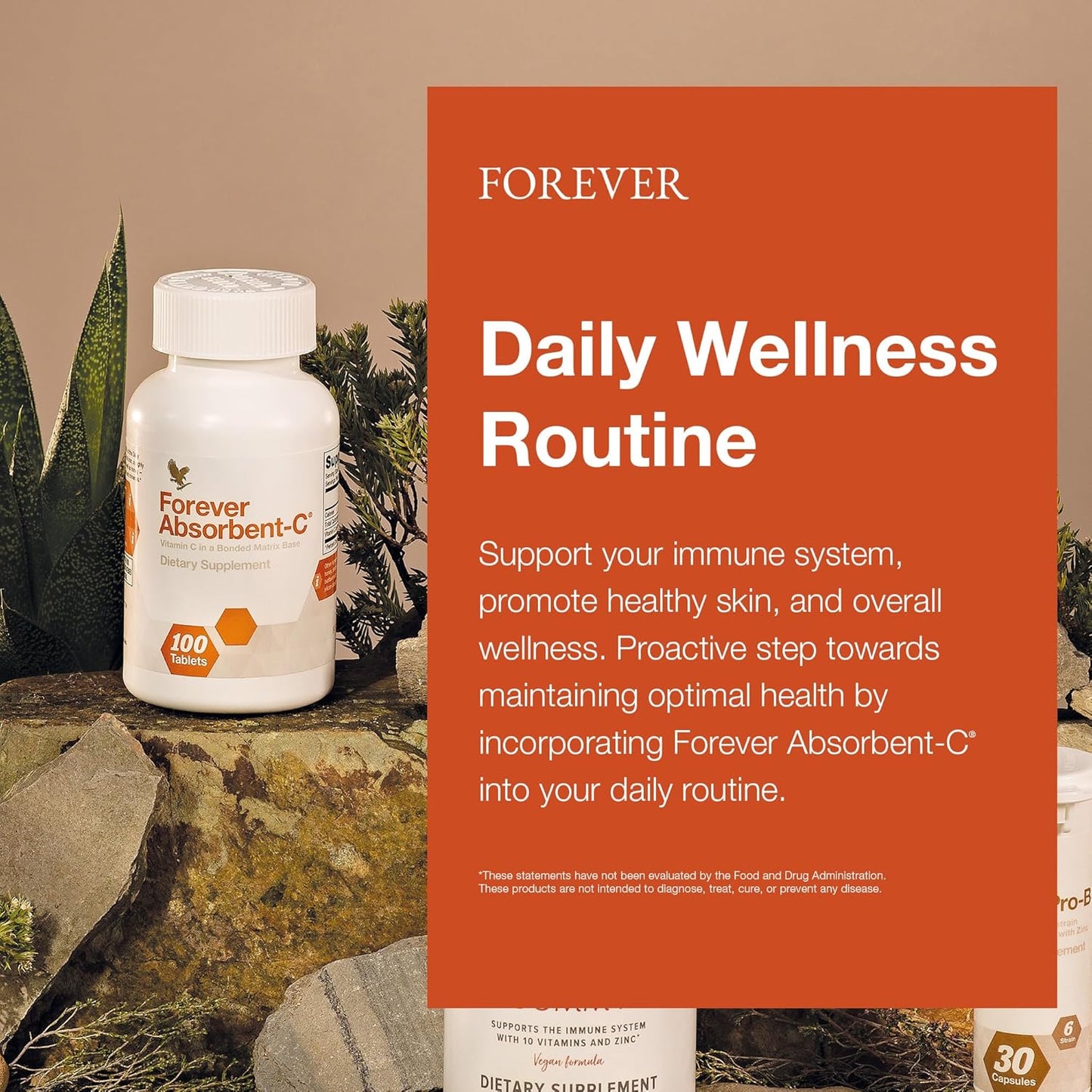 Forever Living Absorbent-C Orange and Honey Chewable Tablets - Vitamin C Immune Support and Skin Health Supplement