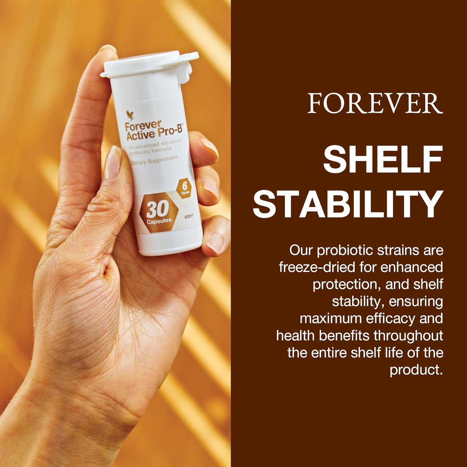 Forever Living Active Pro-B: Advanced Probiotic with 8 Billion CFU, 6 Strains - Soy & Gluten-Free - 30 Capsules