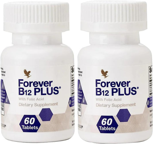 Forever Living B12 Plus: Energy-Boosting Essential B Vitamins for Immune Support - Vegan, Vegetarian, Gluten-Free - 60 Tablets