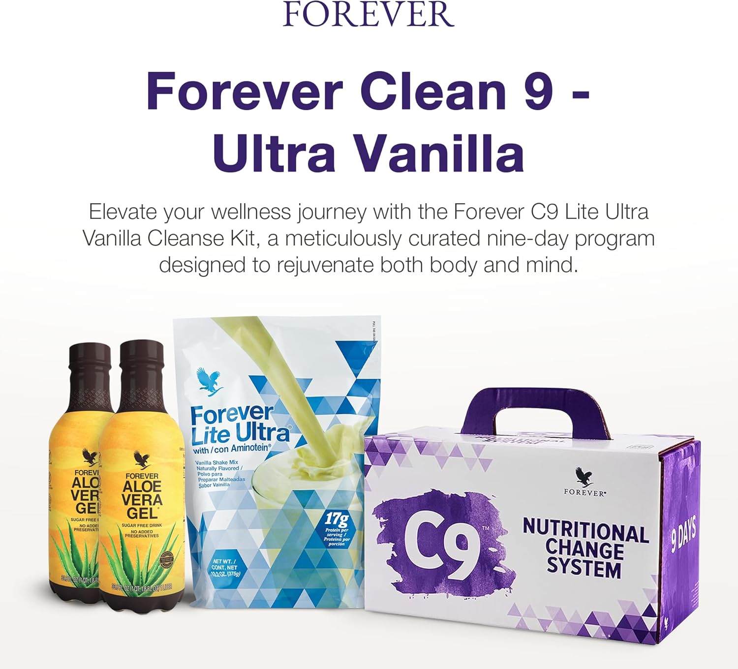 Forever Living C9 Lite Ultra Vanilla Cleanse Kit with Aloe Vera Gel, Plant Protein, Thermogenic Blend, Garcinia Cambogia, & Fiber - Forever Living Products