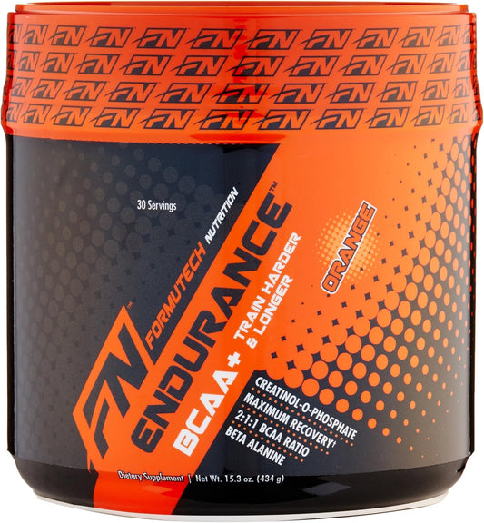 Formutech Nutrition Endurance BCAA Plus - Beta Alanine Supplement for Extended Workouts, Orange Flavor, 434g