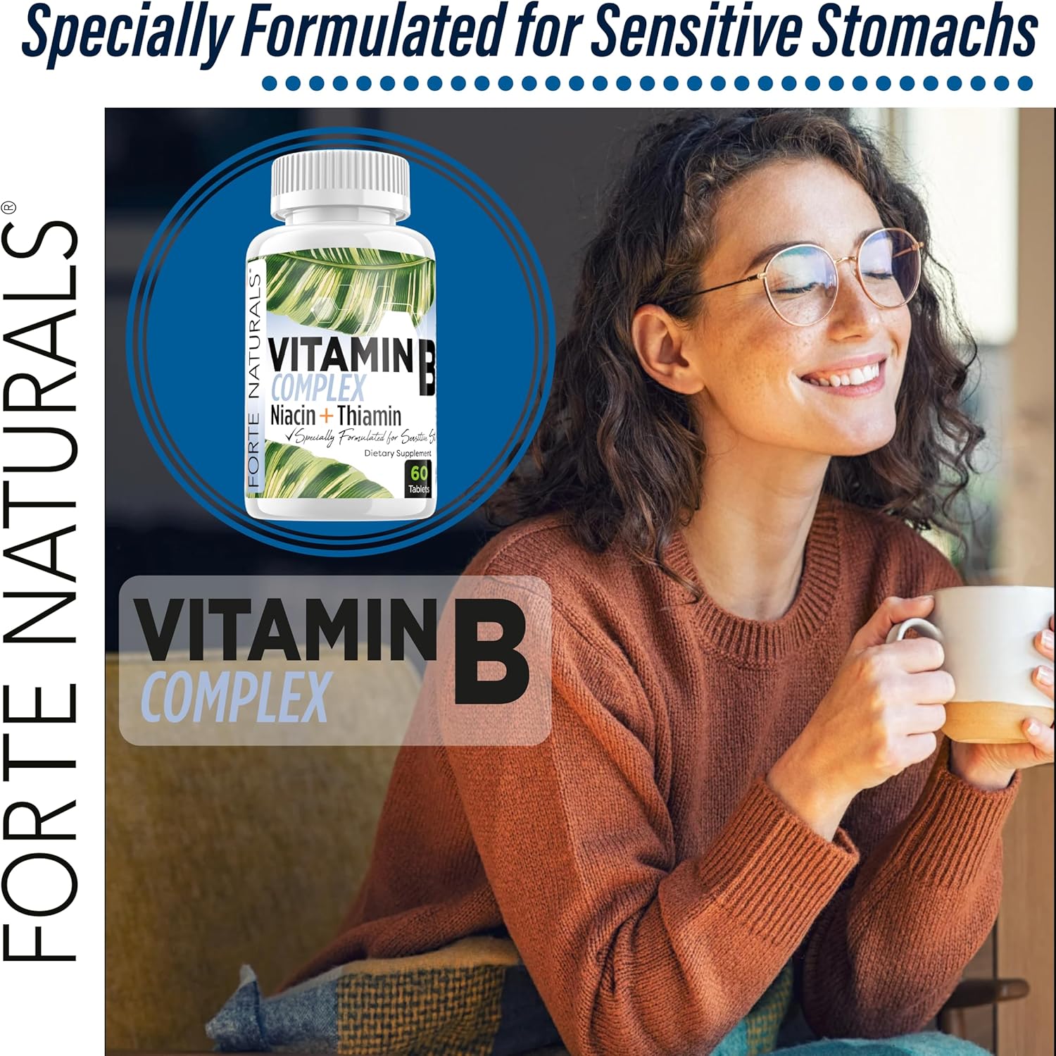 Forte Naturals Biotin Vitamin B Complex Supplement with Vitamin B12 for Energy and Mood Support, Prenatal and Postnatal with Folic Acid and B Vitamins