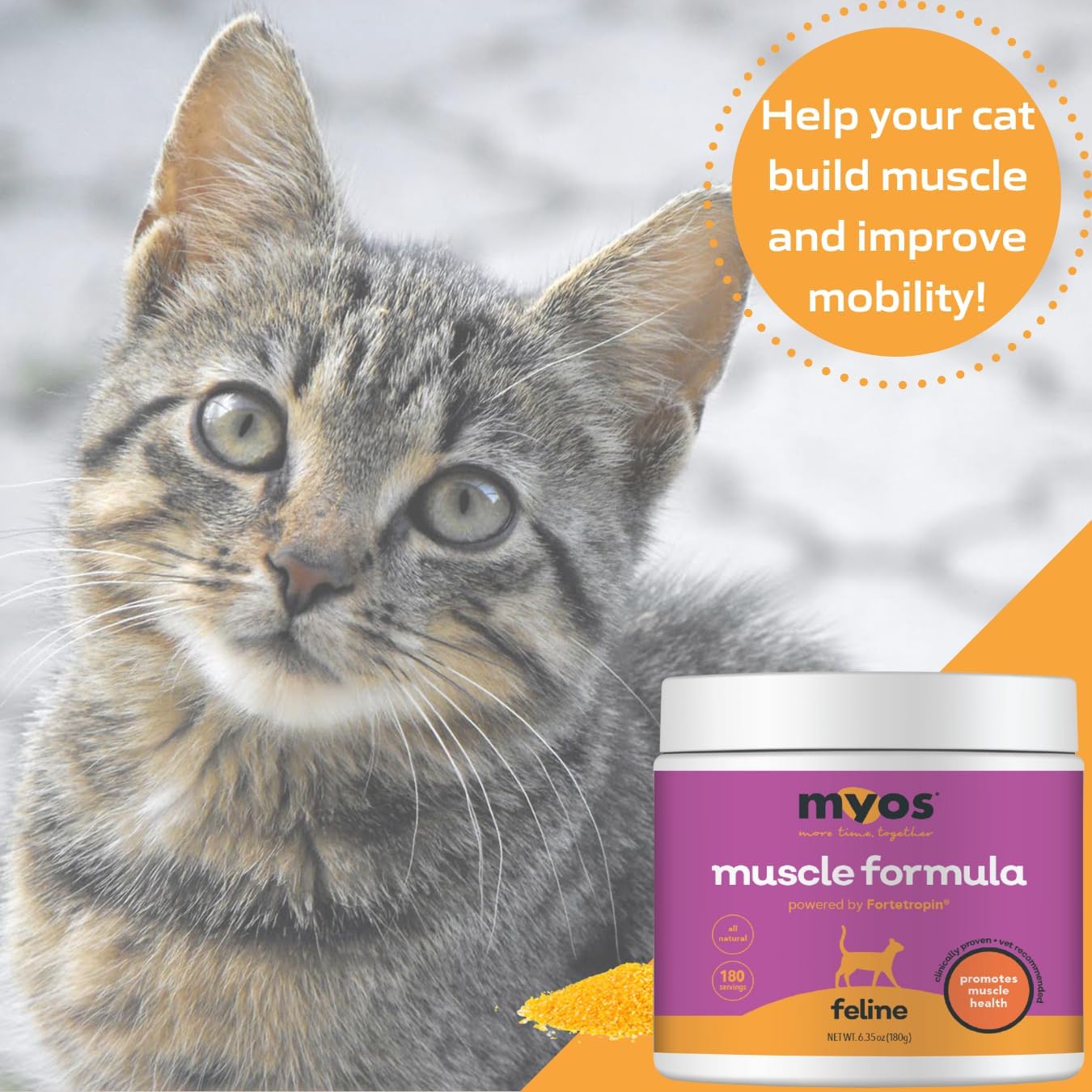 Fortetropin-Powered Feline Muscle Formula for Senior Cats - Supports Weight Gain, Muscle Growth, and Mobility - Natural Nutritional Supplement - 180 Servings