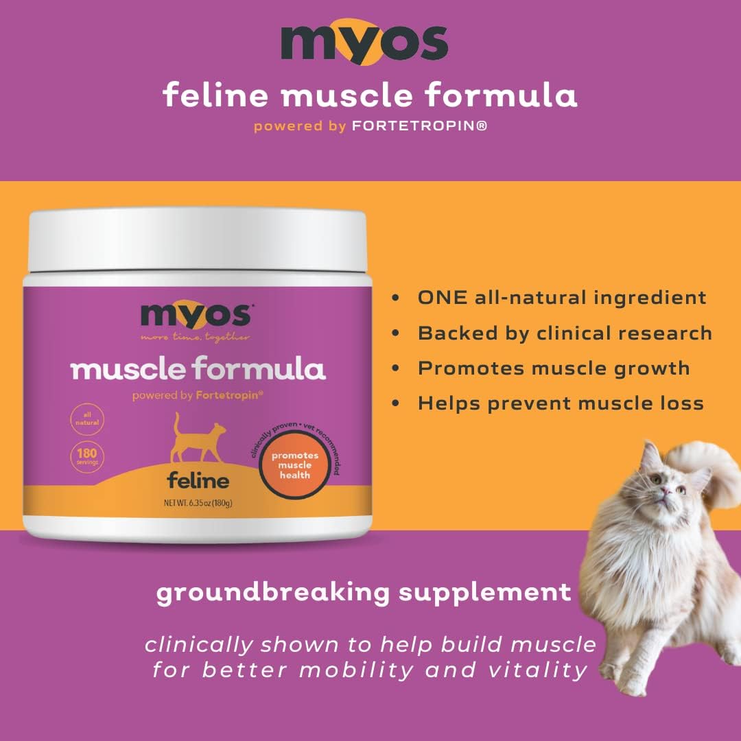 Fortetropin-Powered Feline Muscle Formula for Senior Cats - Supports Weight Gain, Muscle Growth, and Mobility - Natural Nutritional Supplement - 180 Servings