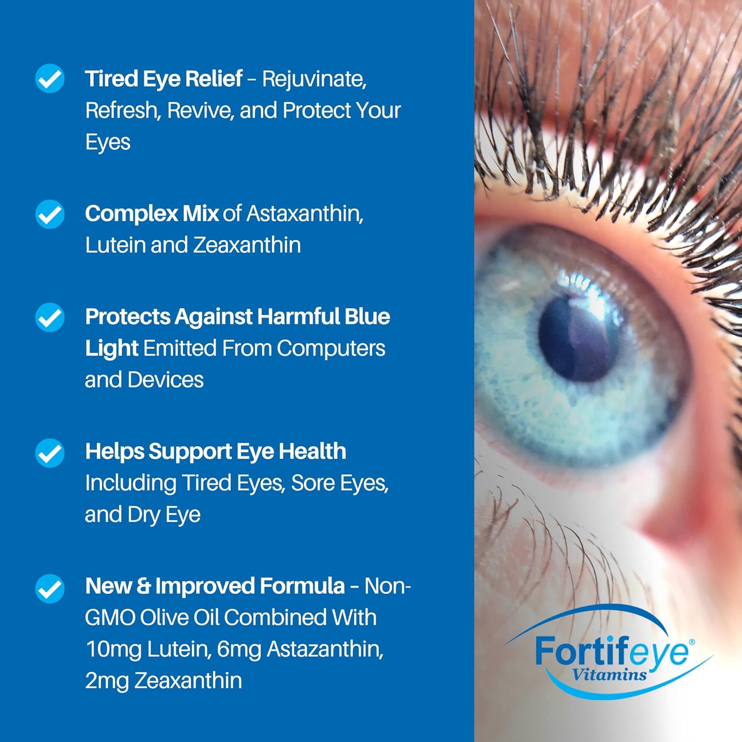 Fortifeye Focus Eye Care Supplement with Triple Carotenoid Blend - 30 Softgel Capsules
