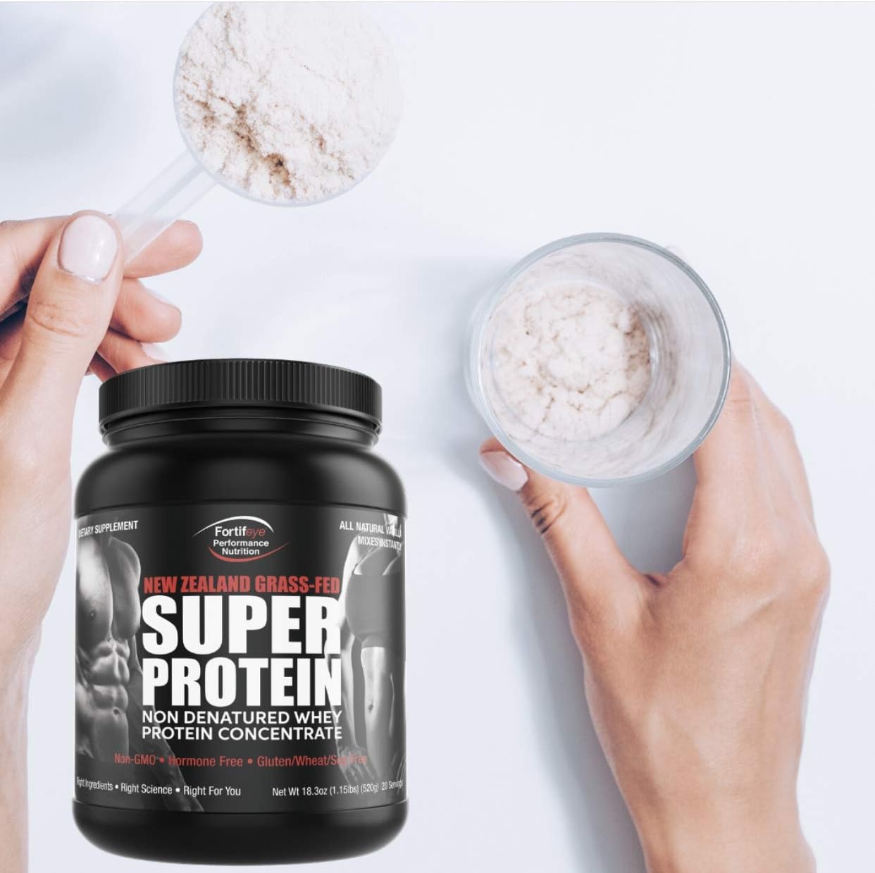 Fortifeye Super Protein: Non-Denatured Vanilla Whey Protein Powder from New Zealand Grass-Fed Cows - 3 Pack