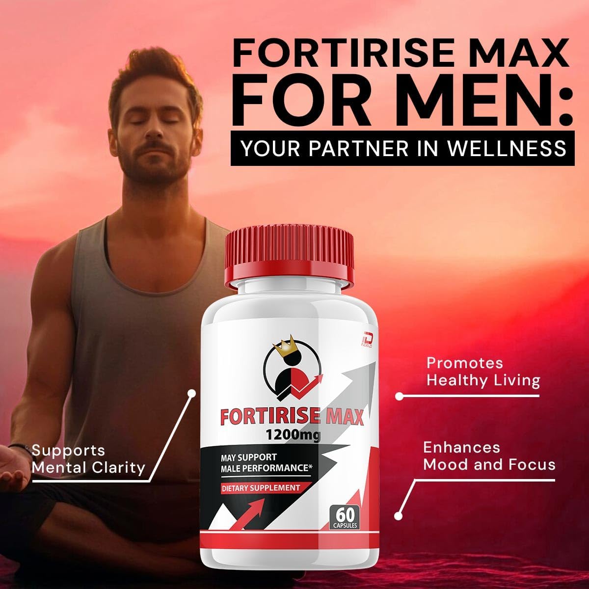 Fortirise Max for Men Capsules - Advanced Performance Vitamin Complex Pills, Natural Support Formula (2 Pack - 120 Capsules)