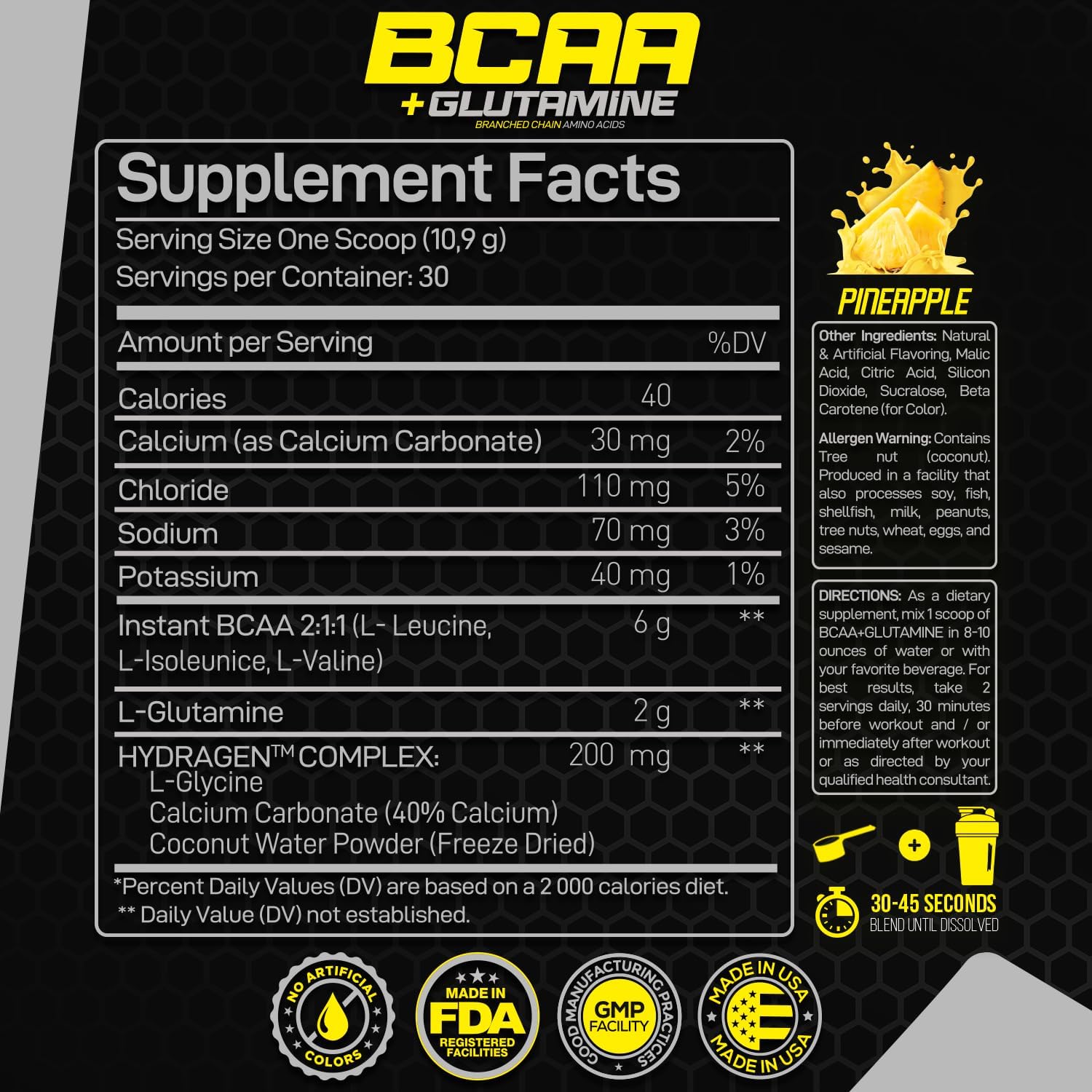 Forzagen BCAAs Powder: Branched Chain Amino Acids with Glutamine for Lean Energy and Muscle Recovery - 30 Servings