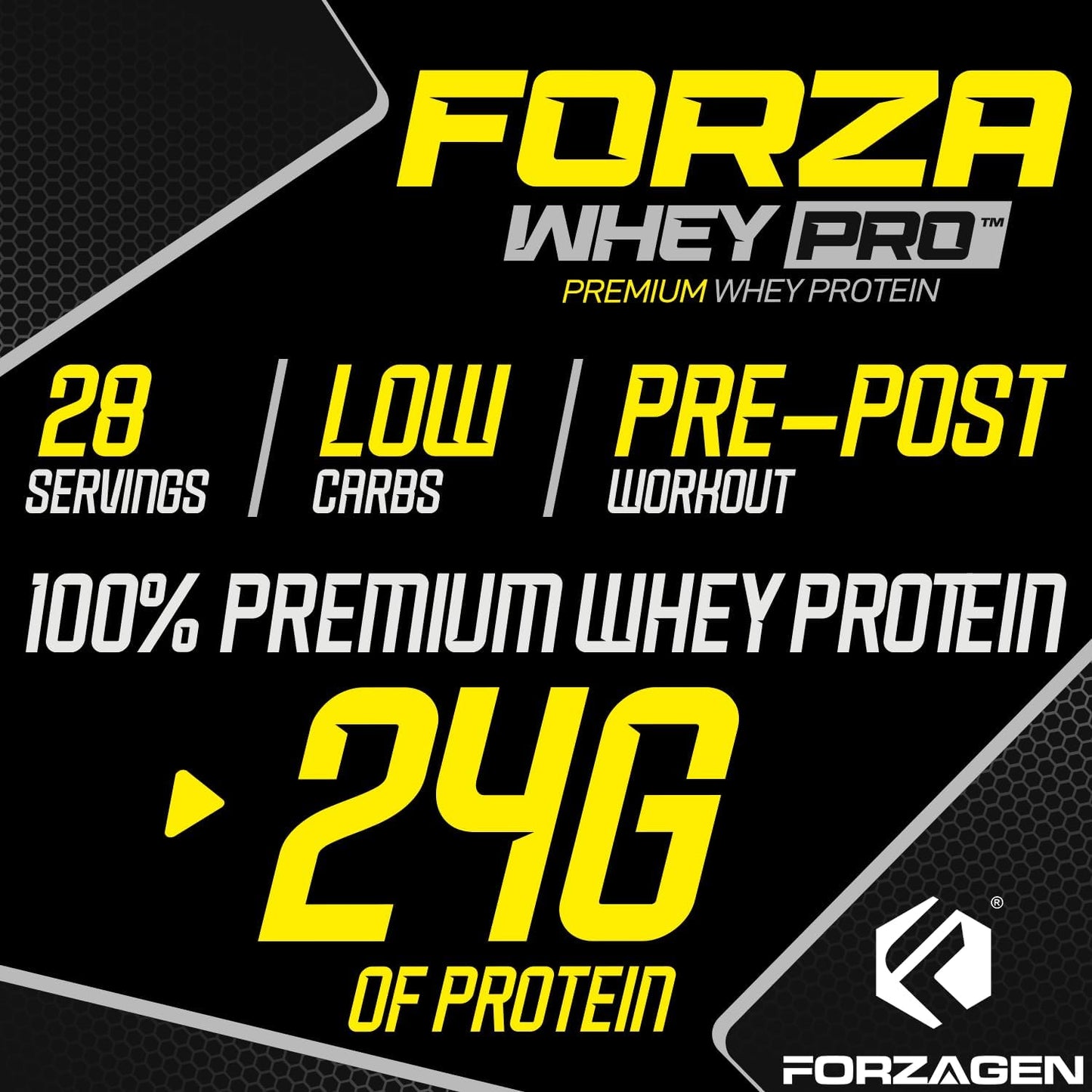 Forzagen Whey PRO Low Carb Protein Powder Birthday Cake Flavor | 24g Protein per Serving, Gluten Free, No Added Sugar | 2 lbs. (28 Servings)