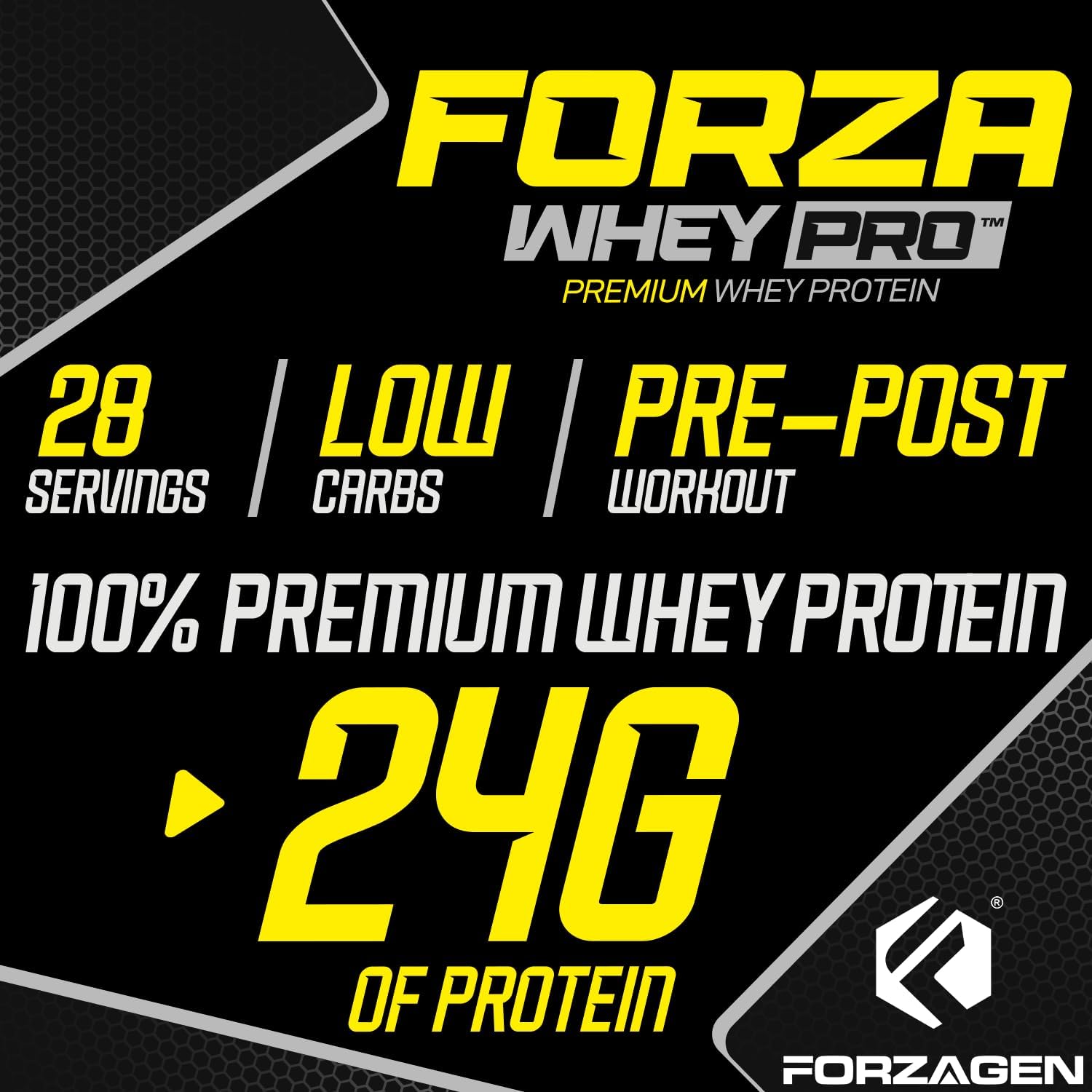 Forzagen Whey PRO Low Carb Protein Powder Birthday Cake Flavor | 24g Protein per Serving, Gluten Free, No Added Sugar | 2 lbs. (28 Servings)