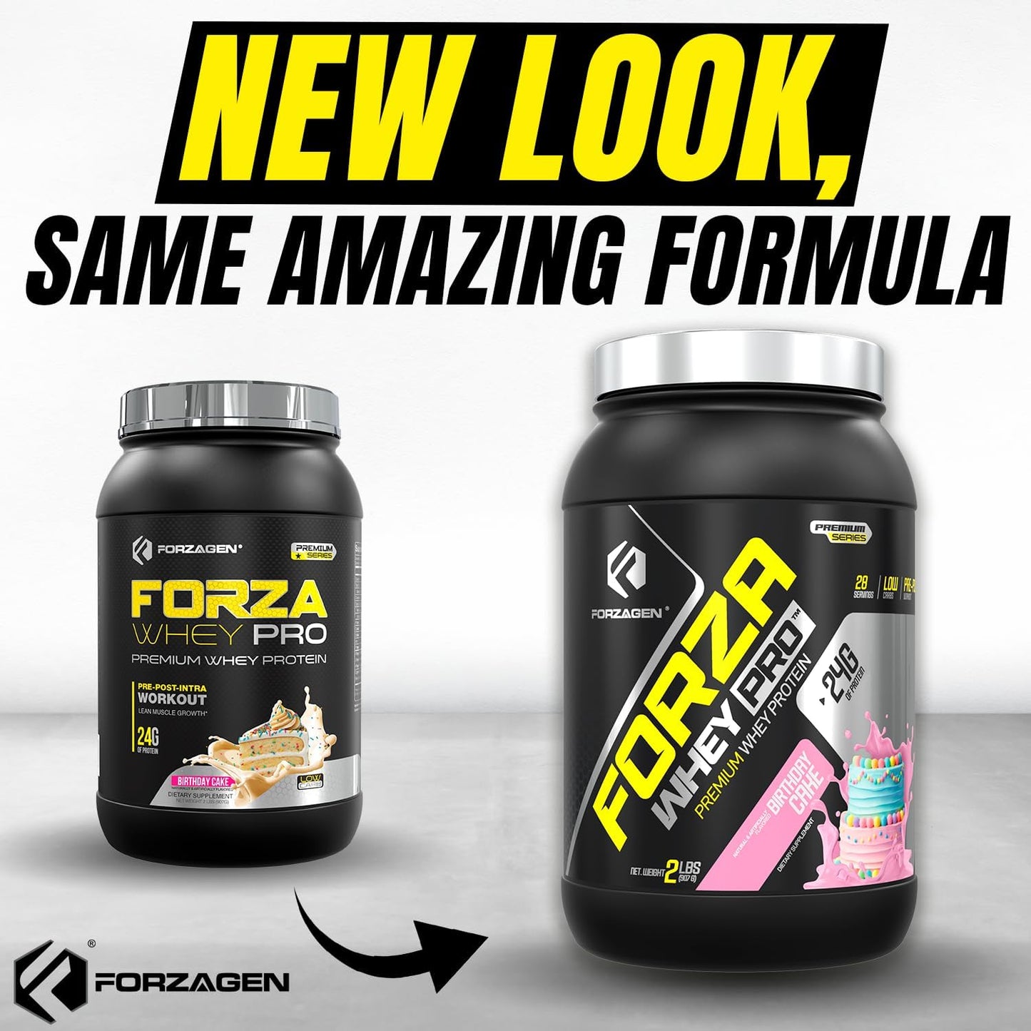 Forzagen Whey PRO Low Carb Protein Powder Birthday Cake Flavor | 24g Protein per Serving, Gluten Free, No Added Sugar | 2 lbs. (28 Servings)