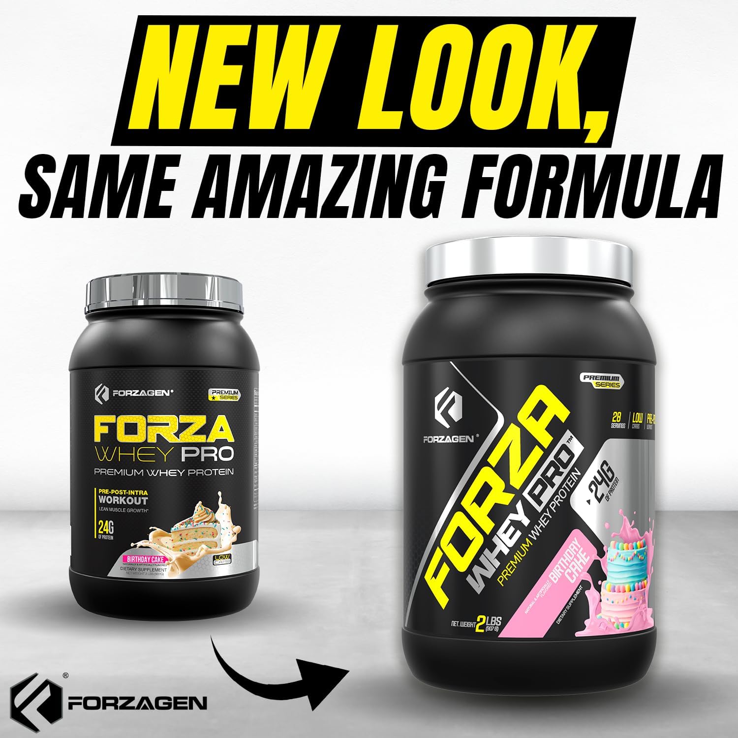 Forzagen Whey PRO Low Carb Protein Powder Birthday Cake Flavor | 24g Protein per Serving, Gluten Free, No Added Sugar | 2 lbs. (28 Servings)