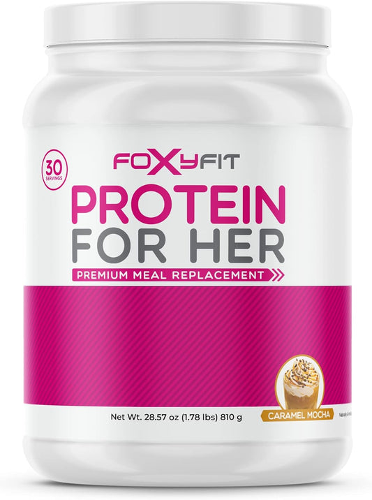 FoxyFit Caramel Mocha Whey Protein Powder for Women with CLA and Biotin - 1.78 lbs