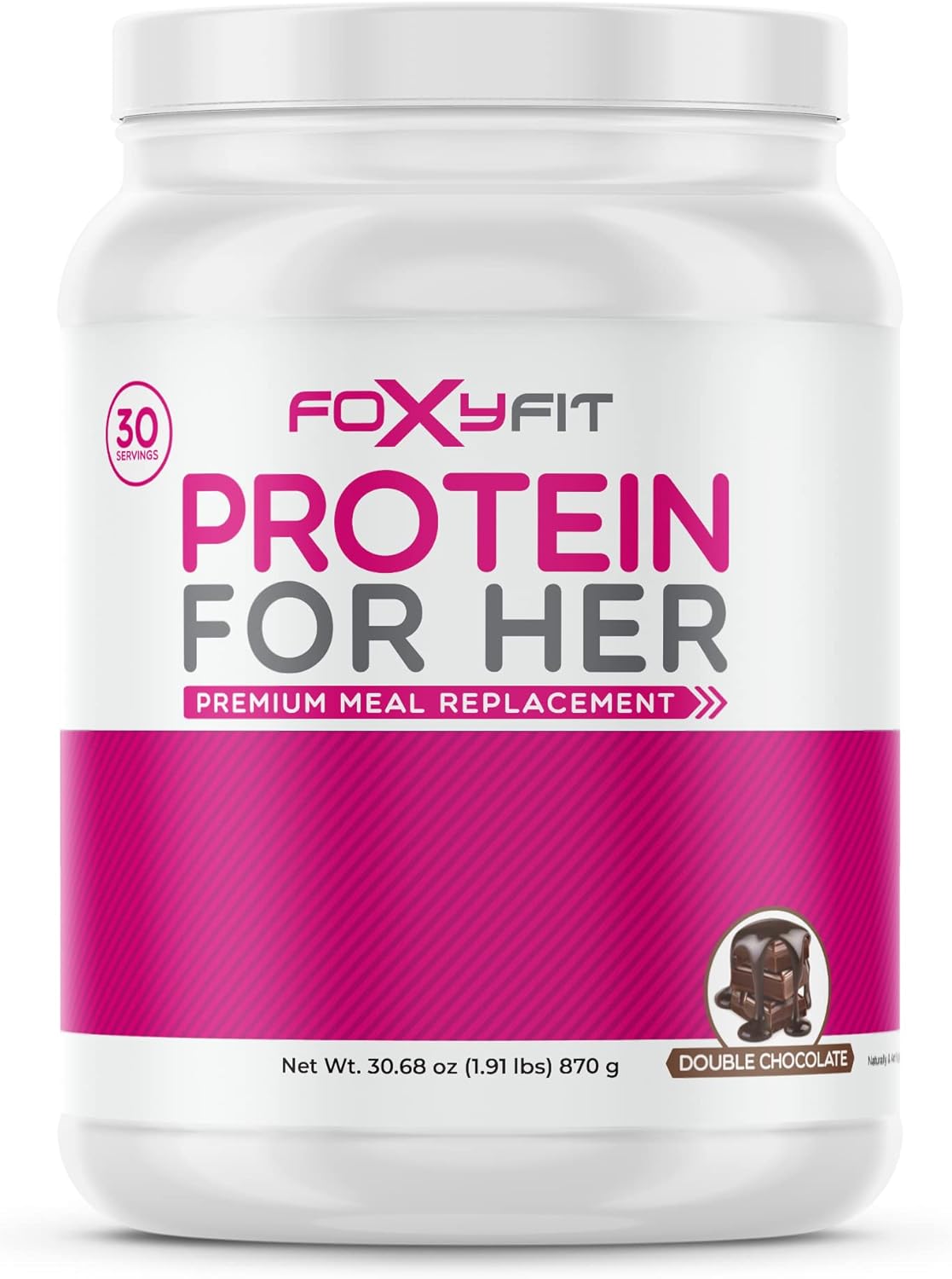 FoxyFit Double Chocolate Whey Protein Powder for Women with CLA and Biotin (1.91 lbs) - Promotes Healthy Glow