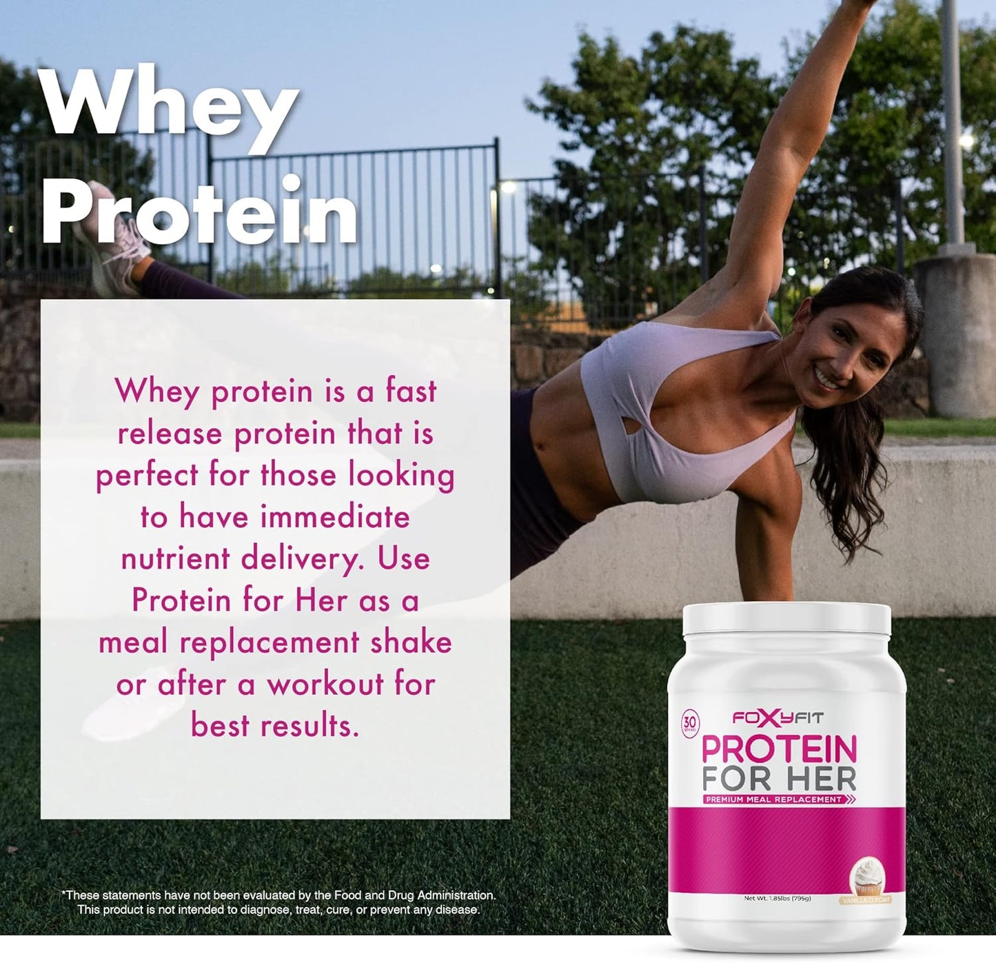 FoxyFit Double Chocolate Whey Protein Powder for Women with CLA and Biotin (1.91 lbs) - Promotes Healthy Glow