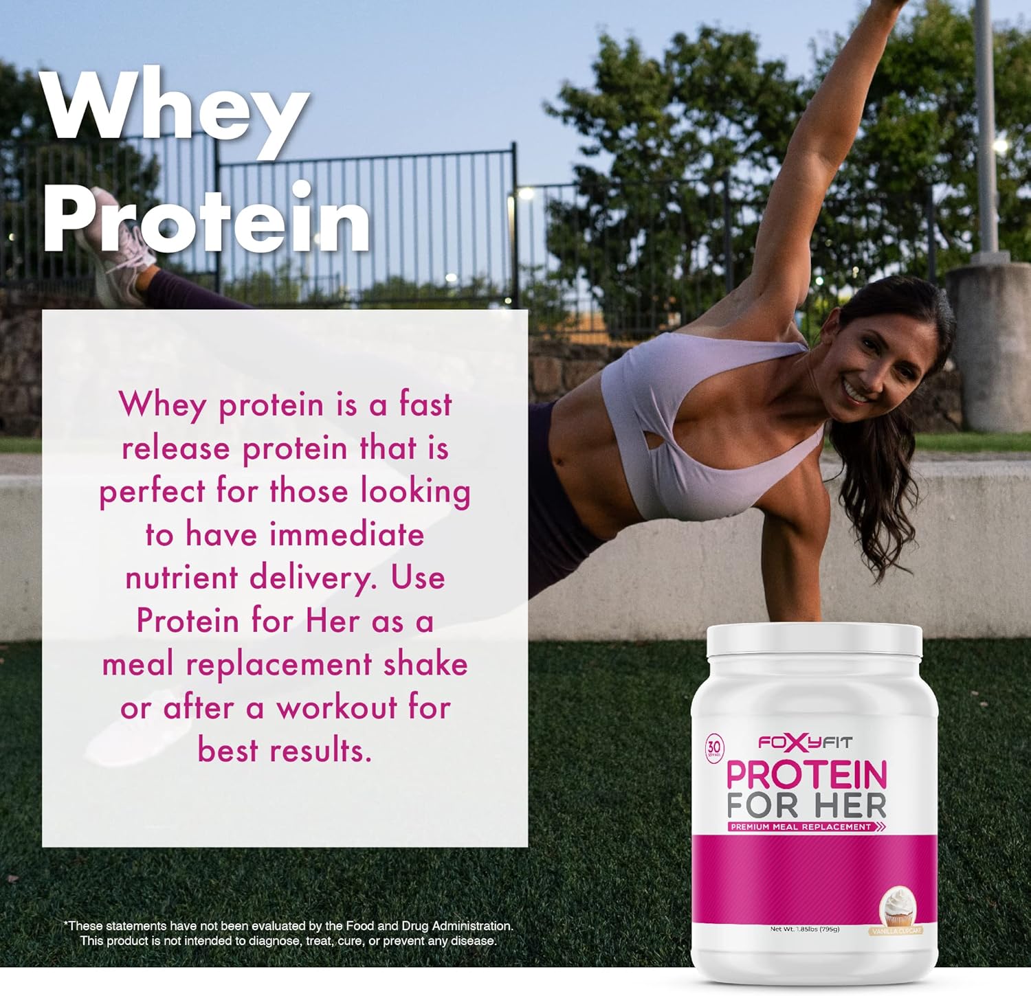FoxyFit Double Chocolate Whey Protein Powder for Women with CLA and Biotin (1.91 lbs) - Promotes Healthy Glow