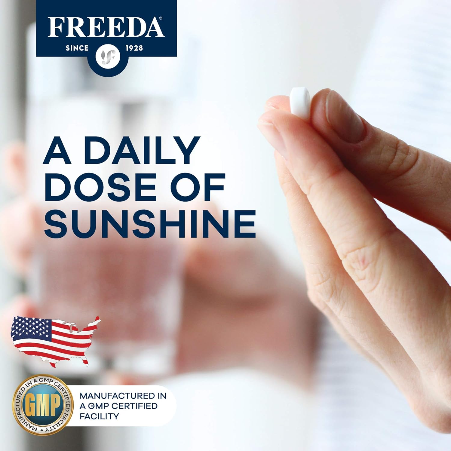 FREEDA Vitamin D3-1000 IU Tablets - High Potency Kosher Supplement for Bone, Muscle Health & Immune Support - 500 Count
