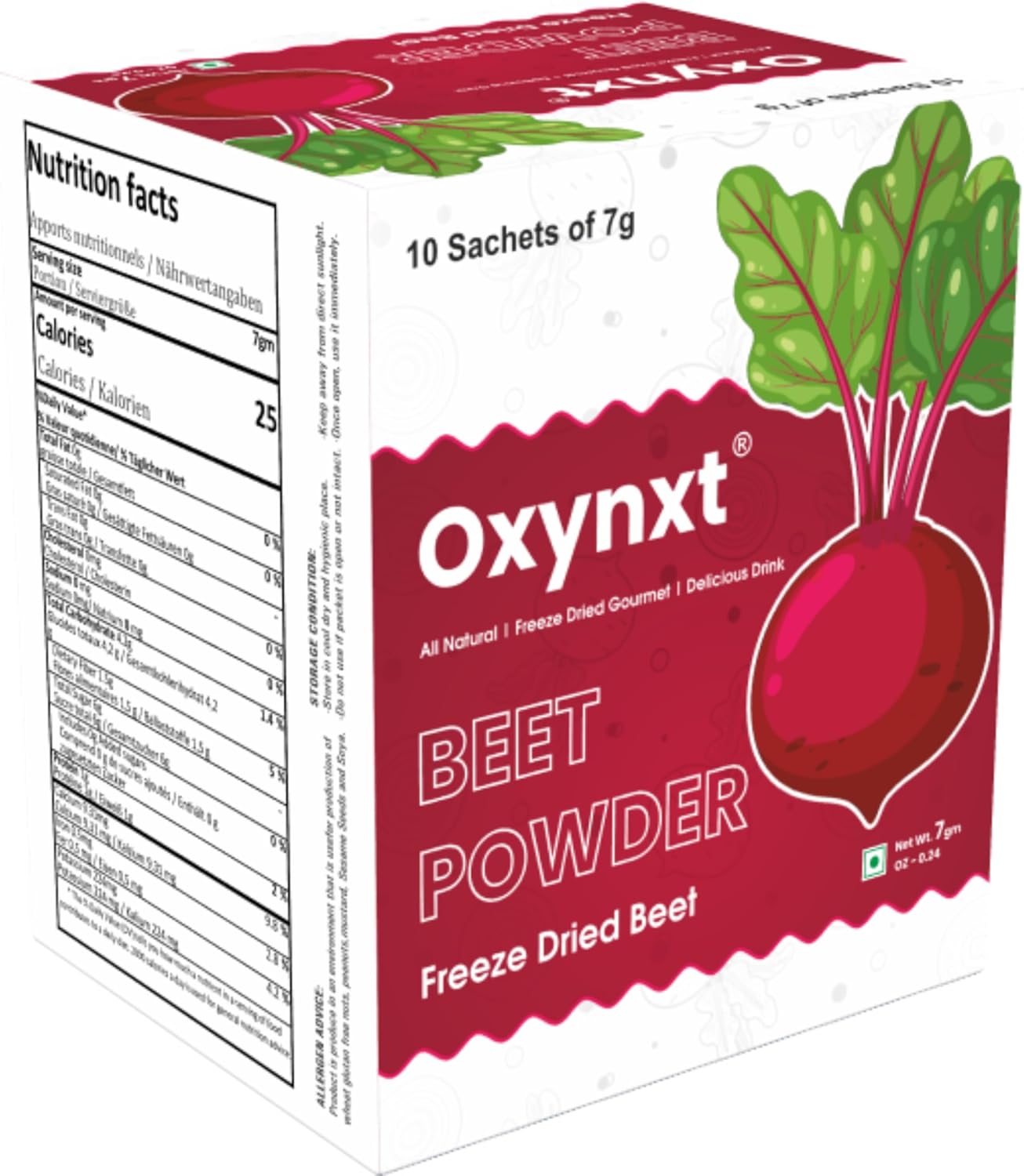 Freeze-Dried Beet Powder Sachets (70g) - 10 Single-Serve Packs | Natural Energy Boost for Smoothies | Non-GMO, Vegan, Gluten-Free Superfood