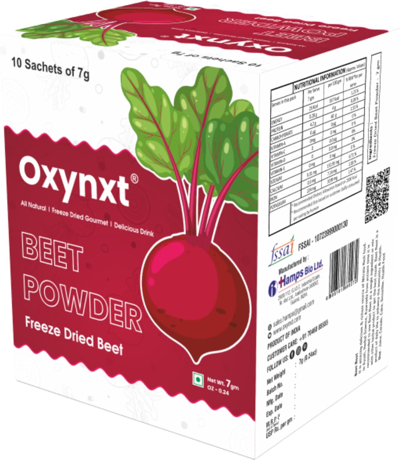 Freeze-Dried Beet Powder Sachets (70g) - 10 Single-Serve Packs | Natural Energy Boost for Smoothies | Non-GMO, Vegan, Gluten-Free Superfood