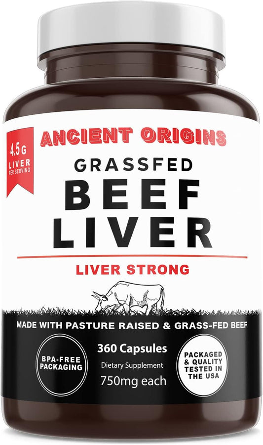 Freeze Dried Grass Fed Beef Liver Capsules for Energy, Cleansing, Digestion, Immunity - 360 Capsules