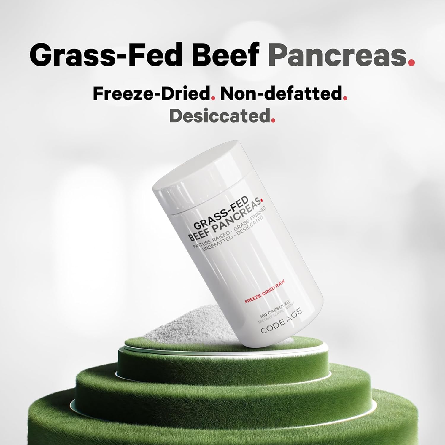 Freeze Dried Grass Fed Beef Pancreas Glandular Supplement - Non-Defatted Desiccated Pills for Pancreatic Enzymes Diet - Bovine Vitamins (180 Capsules)
